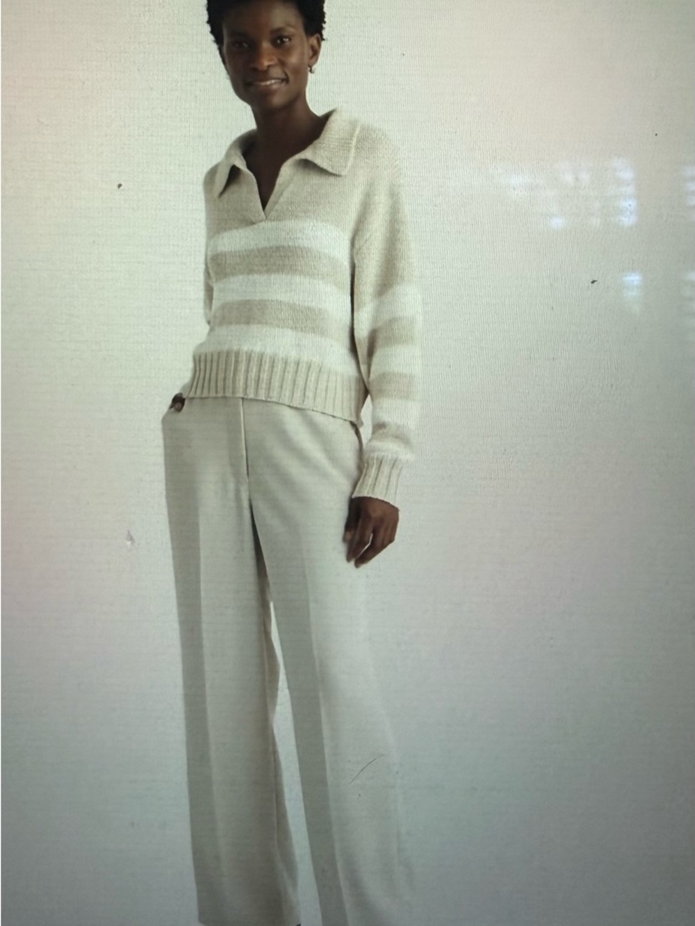 Quince Cream Wide-Leg Trousers
